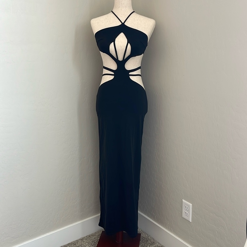 Meshki long cut out dress